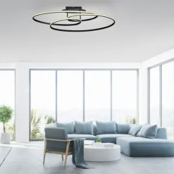 Sale Just Light LED Deckenleuchte Metall Schwarz 3000 K Ringe dekorativ