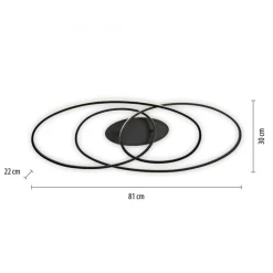 Sale Just Light LED Deckenleuchte Metall Schwarz 3000 K Ringe dekorativ