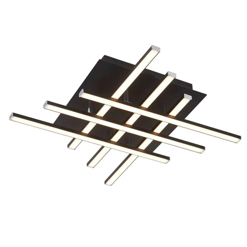 Searchlight LED Deckenleuchte Metall B: 45,5 cm Schwarz Chrom 3000 K* Deckenleuchten|Led Lampen