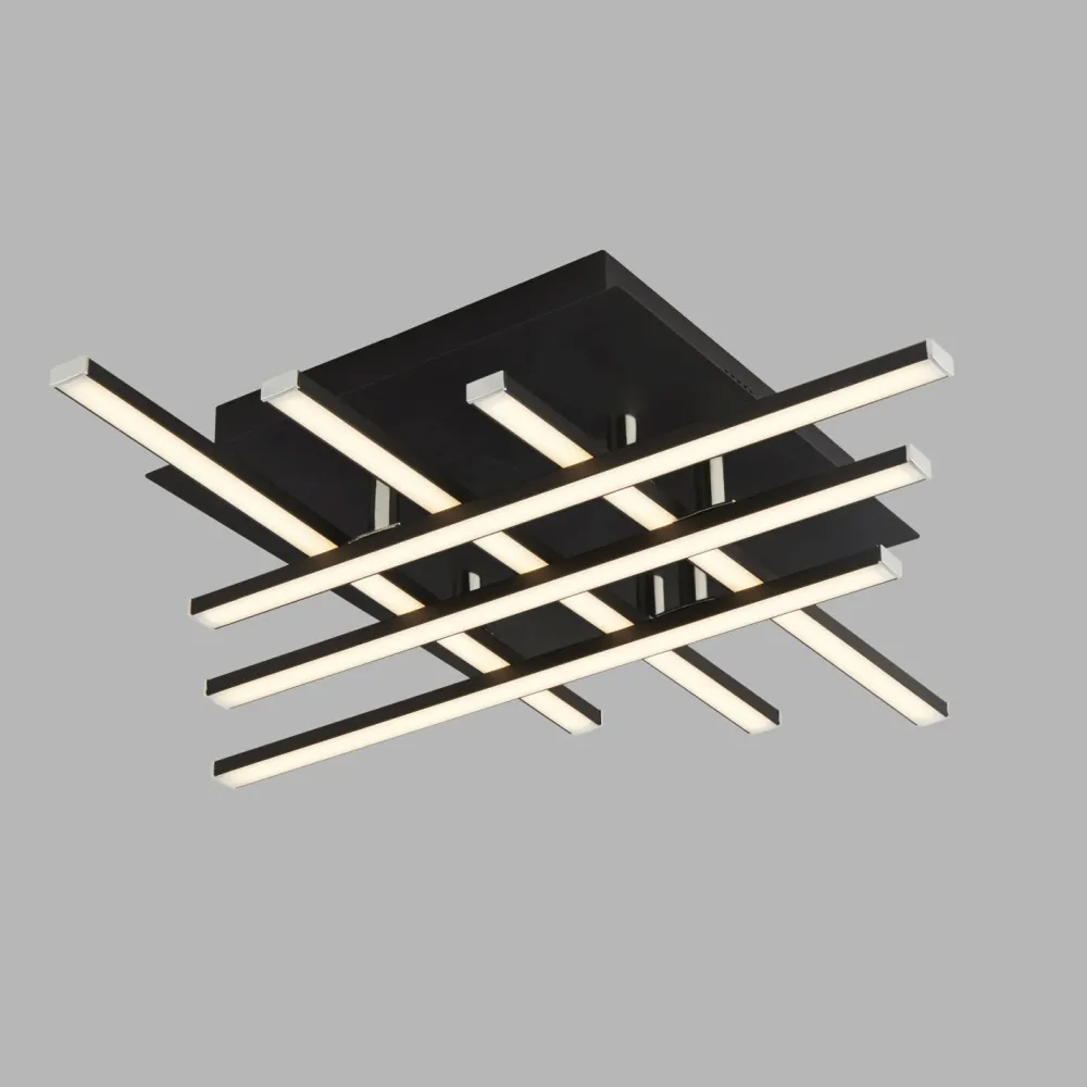 Searchlight LED Deckenleuchte Metall B: 45,5 cm Schwarz Chrom 3000 K* Deckenleuchten|Led Lampen