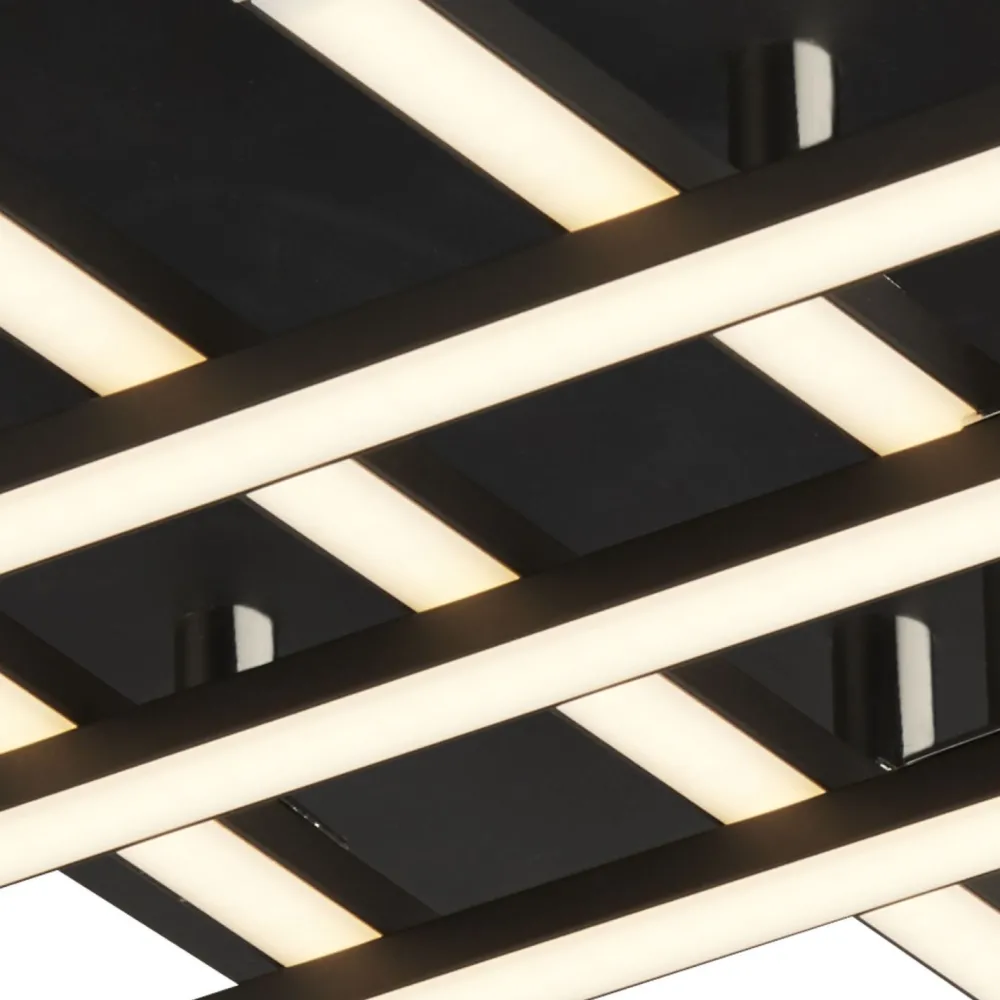 Searchlight LED Deckenleuchte Metall B: 45,5 cm Schwarz Chrom 3000 K* Deckenleuchten|Led Lampen