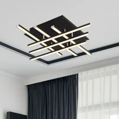 Searchlight LED Deckenleuchte Metall B: 45,5 cm Schwarz Chrom 3000 K* Deckenleuchten|Led Lampen