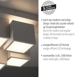 Just Light LED Deckenleuchte Metall Würfel B:30 cm 2400 lm 3000 K* Deckenleuchten|Flurlampen