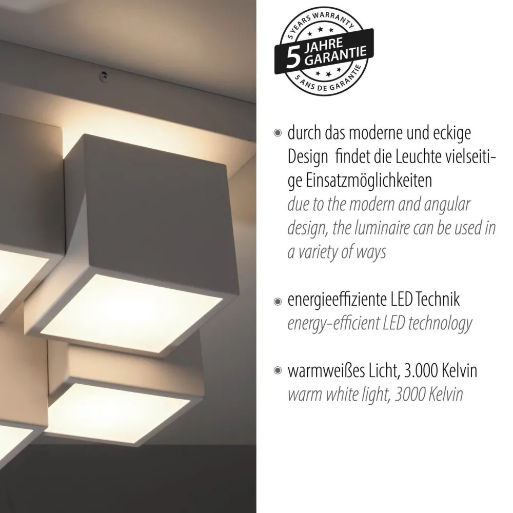 Just Light LED Deckenleuchte Metall Würfel B:30 cm 2400 lm 3000 K* Deckenleuchten|Flurlampen