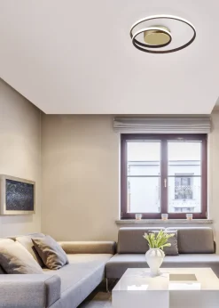 Discount Trio Reality LED Deckenleuchte Metall Rost Schwarz B:39 cm Spirale