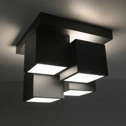 Sale Just Light LED Deckenleuchte Metall Würfel B:30 cm 2400 lm Schwarz
