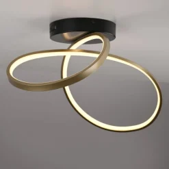 Discount Just Light LED Deckenleuchte Metall Schwarz Messing 3000 K dimmbar