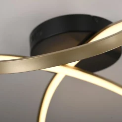 Discount Just Light LED Deckenleuchte Metall Schwarz Messing 3000 K dimmbar