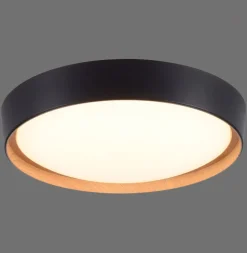 Outlet Just Light LED Deckenleuchte Schwarz Natur Ø40 cm 3400 lm dimmbar