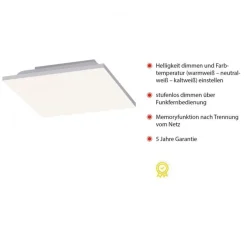 Outlet Just Light LED Deckenleuchte Weiß Dimmer 20 W Fernbedienung