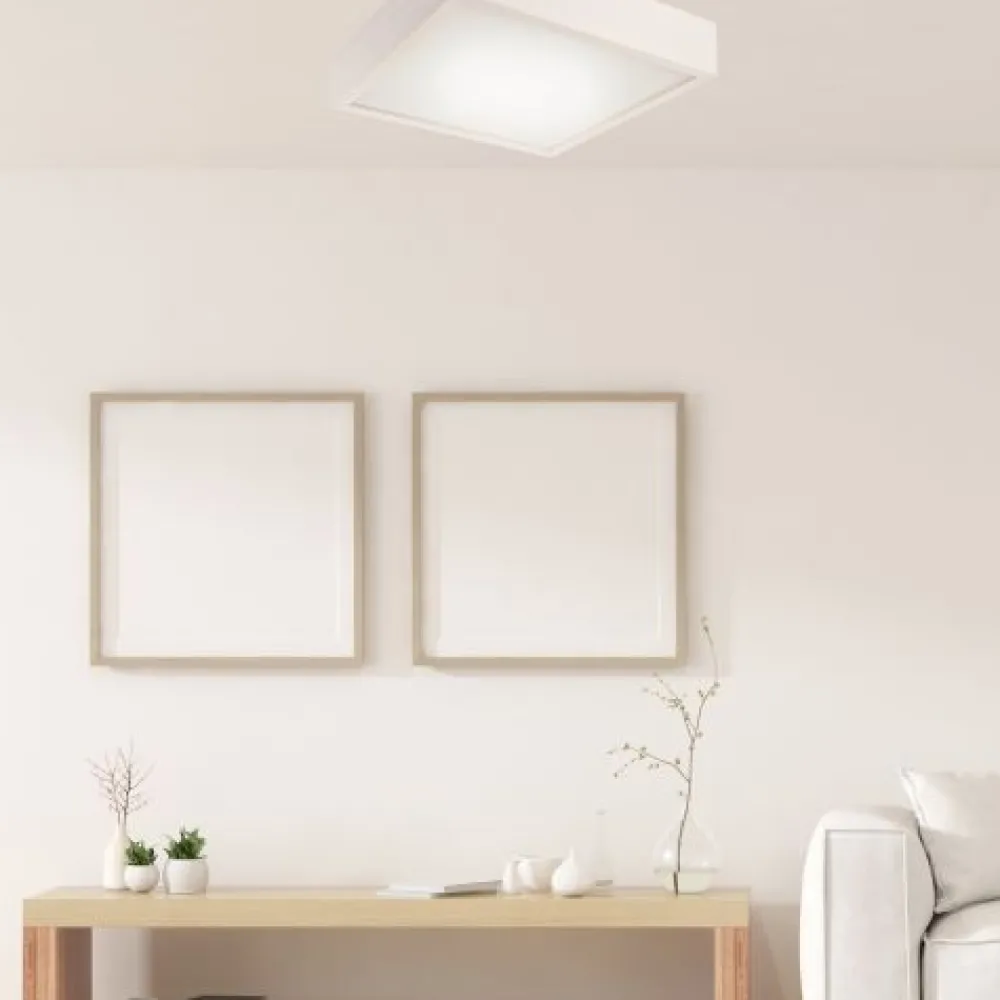 Sale Lamkur LED Deckenleuchte Weiß Holz eckig Wohnzimmer