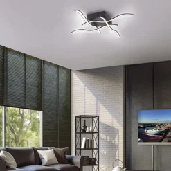 Just Light LED Deckenleuchte Wellen Metall Schwarz B:55 cm 3000 K* Flurlampen|Bürolampen