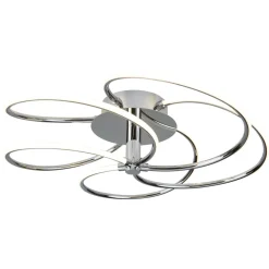 Searchlight LED Deckenleuchte Wohnzimmer Chrom Weiß 3000 K B: 56 cm