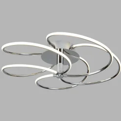 Searchlight LED Deckenleuchte Wohnzimmer Chrom Weiß 3000 K B: 56 cm