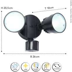 Eco-Light LED Deckenspot Sensor verstellbar IP54 Schwarz 5000 K* Led Außenleuchten|Moderne Außenleuchten
