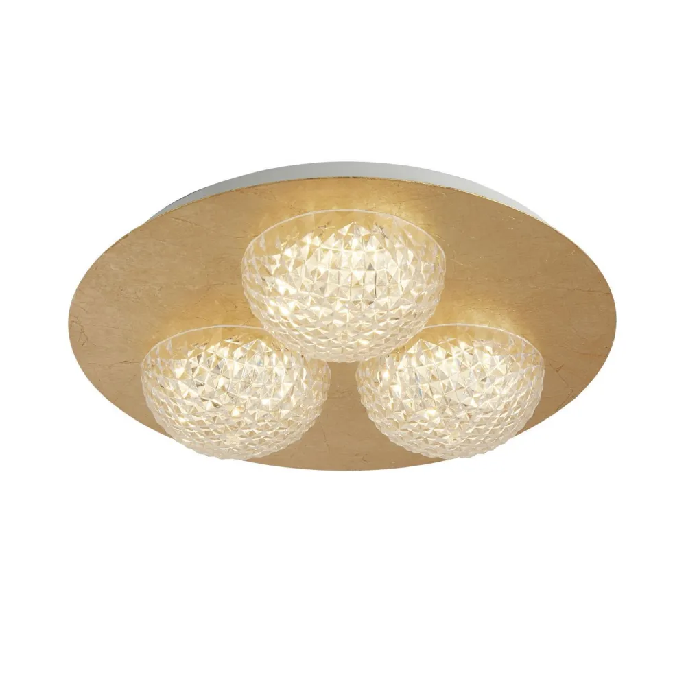 Sale Searchlight LED Einbaustrahler in Gold Metall Ø35 cm 6 W 3-flammig