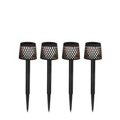 Outlet Newgarden LED Gartenleuchte Erdspieß 4er Set Solar Akku IP44 Schwarz