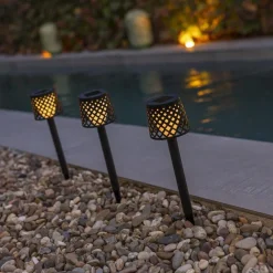 Outlet Newgarden LED Gartenleuchte Erdspieß 4er Set Solar Akku IP44 Schwarz