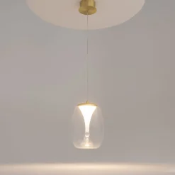 Outlet Maytoni LED Hängelampe Aluminium Glas D: 20 cm rund in Gold