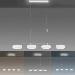 Best Paul Neuhaus LED Hängelampe Glas in Stahl 108 cm 38 W Fernbedienung