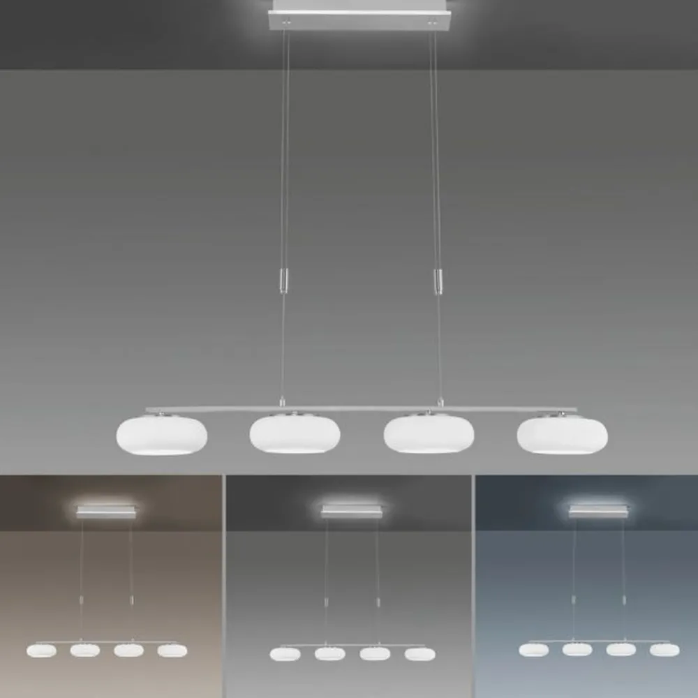 Best Paul Neuhaus LED Hängelampe Glas in Stahl 108 cm 38 W Fernbedienung