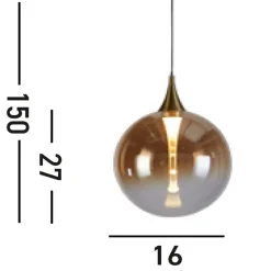 Searchlight LED Hängelampe Glaskugel Ø16 cm 5 W Schwarz Bernstein* Wohnzimmerlampen|Metall Lampen