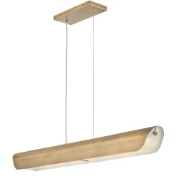 Elstead LED Hängelampe Metall Riffelglas L: 116,8 cm Modern in Messing* Hängelampen|Led Lampen