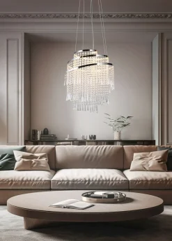 Trio Reality LED Hängelampe mit Fernbedienung dimmbar Chrom Acryl* Hängelampen|Wohnzimmerlampen