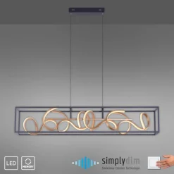 Sale Paul Neuhaus LED Hängelampe Schwarz Gold Metall L:110 cm dimmbar