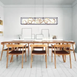 Sale Paul Neuhaus LED Hängelampe Schwarz Gold Metall L:110 cm dimmbar