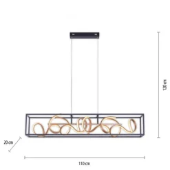 Sale Paul Neuhaus LED Hängelampe Schwarz Gold Metall L:110 cm dimmbar