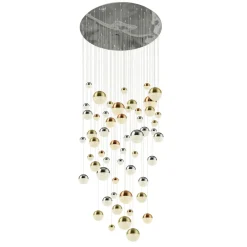 Best Searchlight LED Hängeleuchte D: 140 cm in Chrom Kupfer Messing