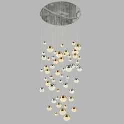 Best Searchlight LED Hängeleuchte D: 140 cm in Chrom Kupfer Messing