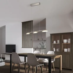 Trio Reality LED Hängeleuchte Metall Glas Nickel 3-flammig 102 cm* Hängelampen|Bürolampen