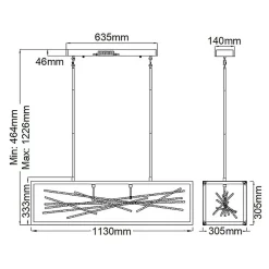 Elstead LED Hängeleuchte Schwarz Gold 113 cm lang 3000 K verstellbar* Hängelampen|Led Lampen