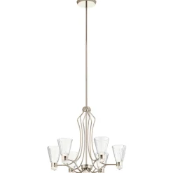 Hot Elstead LED Kronleuchter Glas Metall IP44 B: 71,1 cm Bad Wohnzimmer