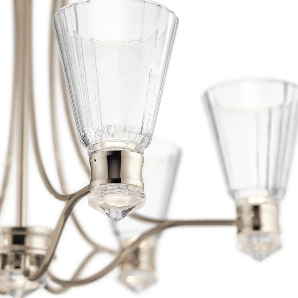 Hot Elstead LED Kronleuchter Glas Metall IP44 B: 71,1 cm Bad Wohnzimmer