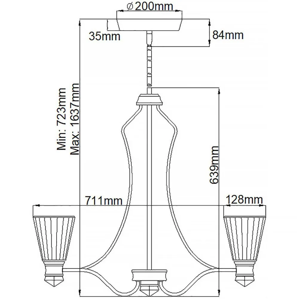 Hot Elstead LED Kronleuchter Glas Metall IP44 B: 71,1 cm Bad Wohnzimmer