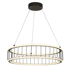 Sale Searchlight LED Kronleuchter Rind Schwarz Weiß D: 57,5 cm Metall 3000 K