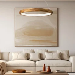 Elstead LED Kronleuchter Ring Teak Holz Furnier 3000 K Modern* Hängelampen|Bürolampen