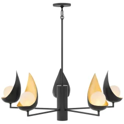 Elstead LED Kronleuchter Schwarz Gold Weiß Ø 91,4 cm verstellbare Höhe* Wohnzimmerlampen|Esszimmer Lampen