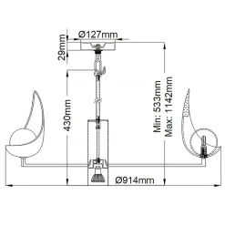 Elstead LED Kronleuchter Schwarz Gold Weiß Ø 91,4 cm verstellbare Höhe* Wohnzimmerlampen|Esszimmer Lampen