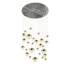 Searchlight LED Pendelleuchte Ø 97 cm in Chrom Kupfer Messing Retro* Hängelampen|Led Lampen