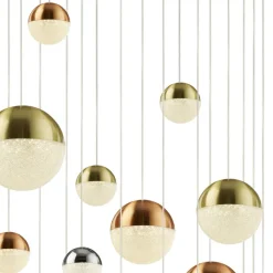 Searchlight LED Pendelleuchte Ø 97 cm in Chrom Kupfer Messing Retro* Hängelampen|Led Lampen