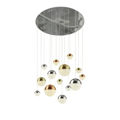 Searchlight LED Pendelleuchte D: 70 cm in Chrom Kupfer Messing* Hängelampen|Led Lampen