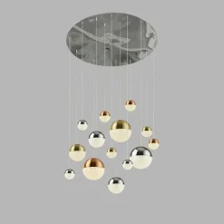 Searchlight LED Pendelleuchte D: 70 cm in Chrom Kupfer Messing* Hängelampen|Led Lampen