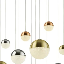 Searchlight LED Pendelleuchte D: 70 cm in Chrom Kupfer Messing* Hängelampen|Led Lampen