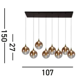 Searchlight LED Pendelleuchte Glaskugeln 107 cm 3000 K 8-flammig* Hängelampen|Led Lampen