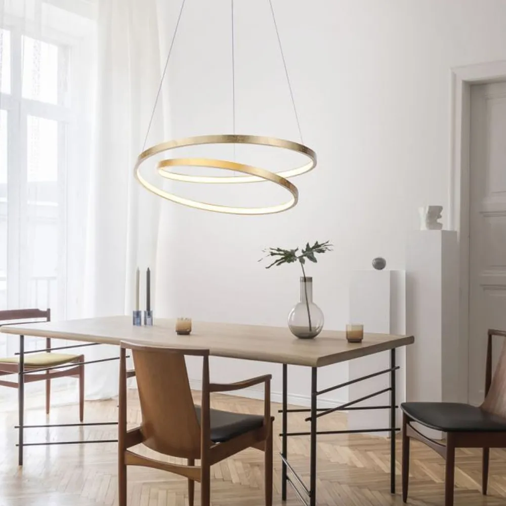 Paul Neuhaus LED Pendelleuchte in Blattgold B:55 cm 4000 lm dimmbar* Hängelampen|Wohnzimmerlampen
