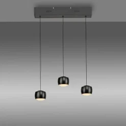 New Just Light LED Pendelleuchte Metall warmweiß 60 cm 800 lm Schwarz